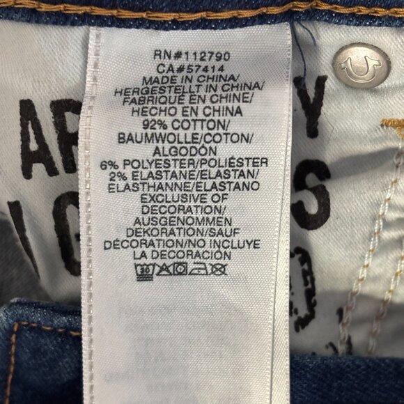 TRUE RELIGION Halle Mid Rise Super Skinny Jeans  Frayed hem Zip cuffs Crop SZ 28 - Picture 9 of 12